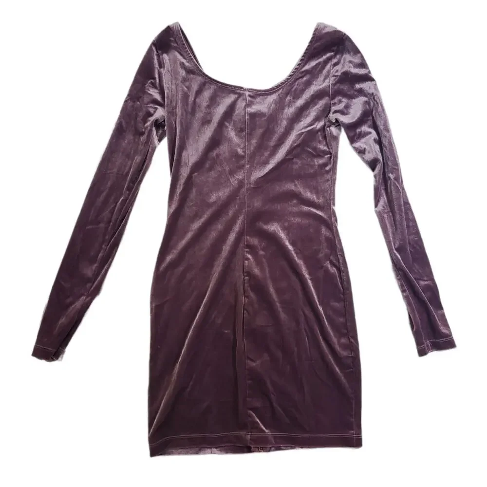 Divided | Purple Velvet Mini, Zipper Dress | Size 4 - Picture 4 of 4